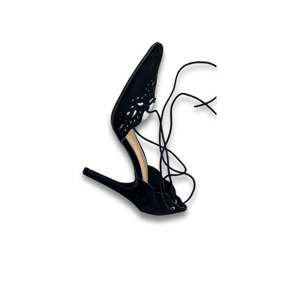 Christian Siriano Black Josephine Lace-Up Heels Size 8.5 Pointed Toe Cutout Desi - Picture 5 of 8